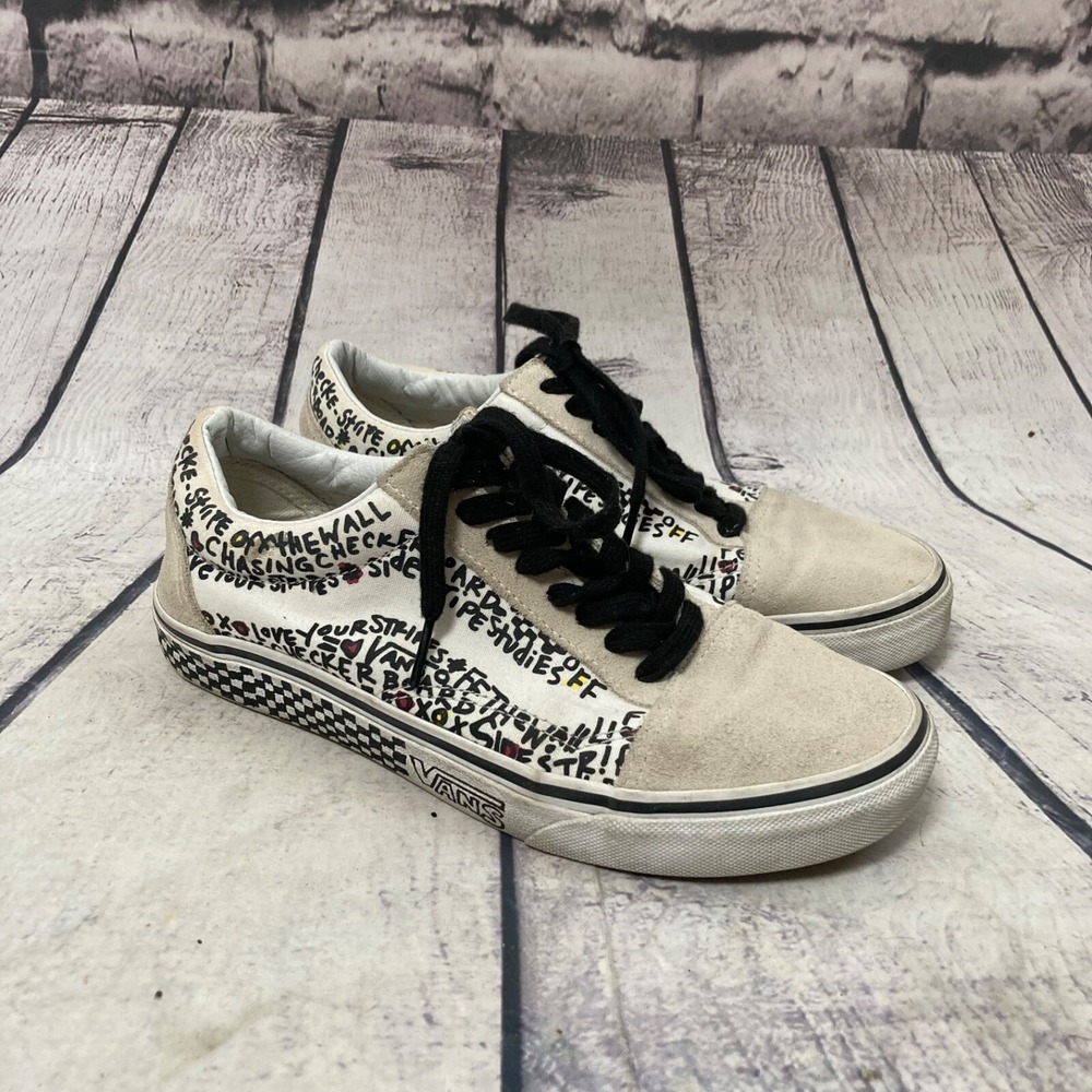 Vans Old Skool Womens Size 8 Mens 6.5 Graffiti Checkerboard Suede Sneakers